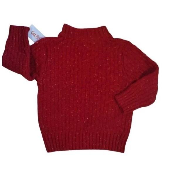 Cat & Jack Varigated Red 3 Button Mock Turtle Neck Sweater Cotton Blend 2T NWT - Picture 3 of 4